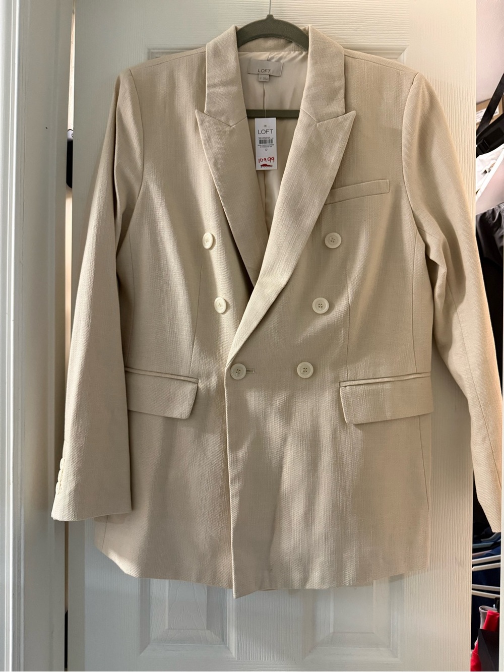 LOFT Double-Breasted Cream-Tan Blazer